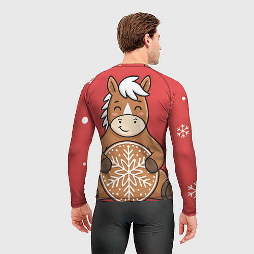 Мужской рашгард Новогодняя лошадка с печенькой / 3D-принт – фото 4