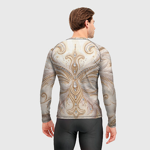 Мужской рашгард Перламутровый орнамент с перьями / 3D-принт – фото 4