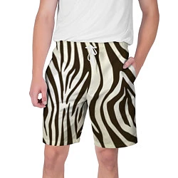 Шорты на шнурке мужские Шкура зебры, цвет: 3D-принт