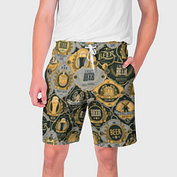 Шорты на шнурке мужские Пивные этикетки мира, цвет: 3D-принт
