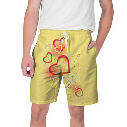 Шорты на шнурке мужские Сердечки в лимонаде, цвет: 3D-принт