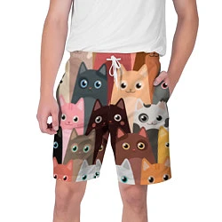 Шорты на шнурке мужские Котики мультяшные, цвет: 3D-принт