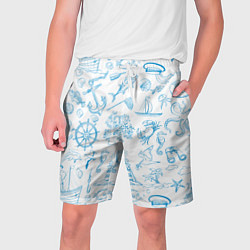 Шорты на шнурке мужские Морская тема, цвет: 3D-принт