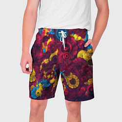 Шорты на шнурке мужские Цветы - шестеренки, цвет: 3D-принт