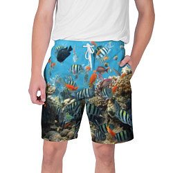 Шорты на шнурке мужские Коралловые рыбки, цвет: 3D-принт
