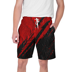 Шорты на шнурке мужские Красное чёрное 3D, цвет: 3D-принт