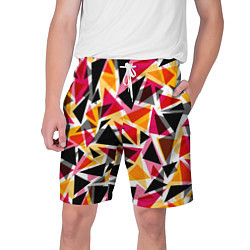 Шорты на шнурке мужские Разноцветные треугольники, цвет: 3D-принт