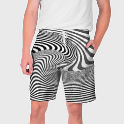 Шорты на шнурке мужские Черно белый мозаичный узор, цвет: 3D-принт