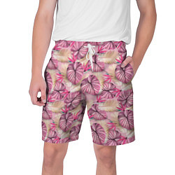 Шорты на шнурке мужские Розовый тропический узор, цвет: 3D-принт