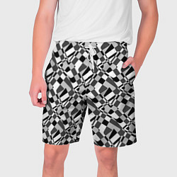 Шорты на шнурке мужские Черно-белый абстрактный узор, цвет: 3D-принт