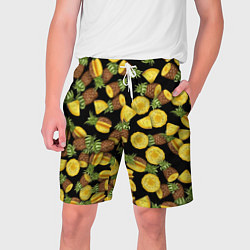 Шорты на шнурке мужские Ананасы, цвет: 3D-принт