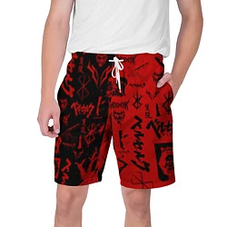 Шорты на шнурке мужские BERSERK BLACK RED БЕРСЕРК ПАТТЕРН, цвет: 3D-принт