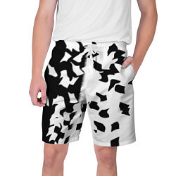Шорты на шнурке мужские Черно-белый камуфляж, цвет: 3D-принт