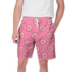 Шорты на шнурке мужские Розовые пончики паттерн, цвет: 3D-принт