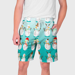 Мужские шорты Веселые снеговички узор