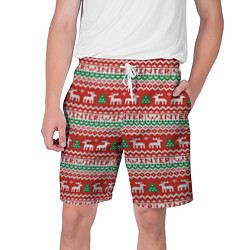 Шорты на шнурке мужские Deer Christmas Pattern, цвет: 3D-принт