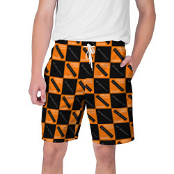 Шорты на шнурке мужские Black Orange Squares, цвет: 3D-принт
