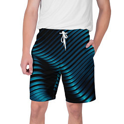 Шорты на шнурке мужские Волны голубого металла, цвет: 3D-принт