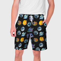 Шорты на шнурке мужские Планеты космос, цвет: 3D-принт