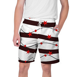 Шорты на шнурке мужские Красные Звезды На Волнах, цвет: 3D-принт