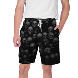 Шорты на шнурке мужские Черепа на черном фоне паттерн, цвет: 3D-принт