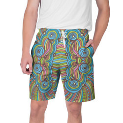 Мужские шорты Абстрактный разноцветный узор Линии, волны, полосы