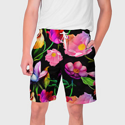 Шорты на шнурке мужские Цветочный узор Floral pattern, цвет: 3D-принт