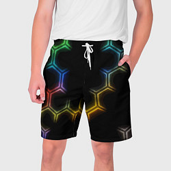 Шорты на шнурке мужские Геометрический узор Neon, цвет: 3D-принт