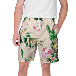 Шорты на шнурке мужские Цветы Летние, цвет: 3D-принт