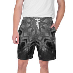 Шорты на шнурке мужские Серый геометрический орнамент-калейдоскоп, цвет: 3D-принт