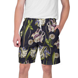 Шорты на шнурке мужские Цветы Аквилегии, цвет: 3D-принт