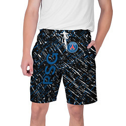 Шорты на шнурке мужские Псж синие белые чёрточки, цвет: 3D-принт