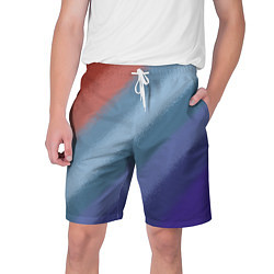 Шорты на шнурке мужские Полосатый коричнево-голубой паттерн, цвет: 3D-принт