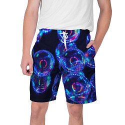 Шорты на шнурке мужские Неоновые сюрреалистичные пузыри - Синий, цвет: 3D-принт