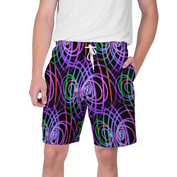 Шорты на шнурке мужские Неоновые круги и линии - Фиолетовый, цвет: 3D-принт