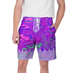 Шорты на шнурке мужские Славянская рубаха с разводами, цвет: 3D-принт