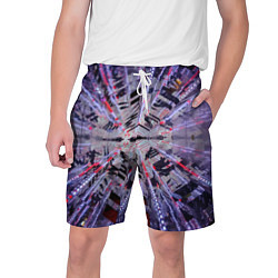 Шорты на шнурке мужские Неоновый абстрактный коридор - Фиолетовый, цвет: 3D-принт