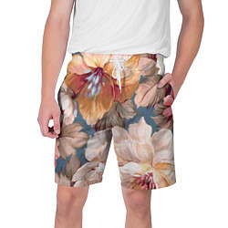 Шорты на шнурке мужские Рисунок цветов, цвет: 3D-принт
