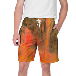 Шорты на шнурке мужские Абстрактное множество красок - Оранжевый, цвет: 3D-принт