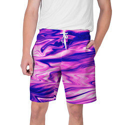 Шорты на шнурке мужские Розово-фиолетовый мраморный узор, цвет: 3D-принт