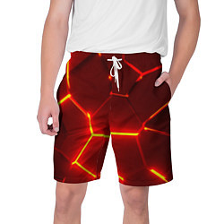 Шорты на шнурке мужские Красные неоновые геометрические плиты, цвет: 3D-принт