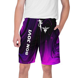 Шорты на шнурке мужские Bon Jovi violet plasma, цвет: 3D-принт