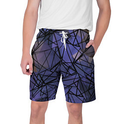 Шорты на шнурке мужские Blue with black stripes pattern, цвет: 3D-принт