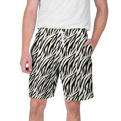 Шорты на шнурке мужские Тигровый полосатый узор-черные, бежевые полосы на, цвет: 3D-принт