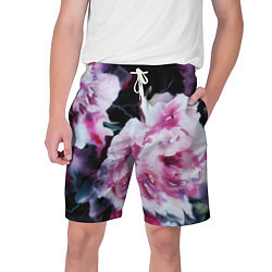 Шорты на шнурке мужские Цветы Пионы Акварель, цвет: 3D-принт
