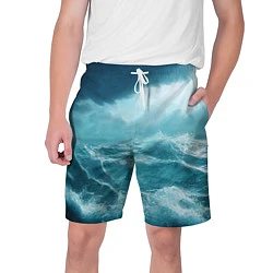 Шорты на шнурке мужские Буря в море, цвет: 3D-принт