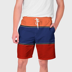 Шорты на шнурке мужские Combined pattern striped orange red blue, цвет: 3D-принт
