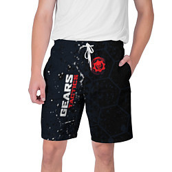 Шорты на шнурке мужские Gears of War красно-белой лого на темном фоне, цвет: 3D-принт