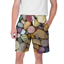 Шорты на шнурке мужские Морская галька - пляж, цвет: 3D-принт