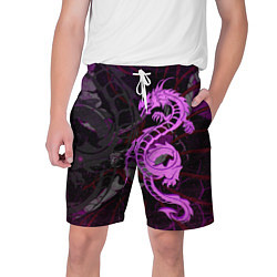 Шорты на шнурке мужские Неоновый дракон purple dragon, цвет: 3D-принт